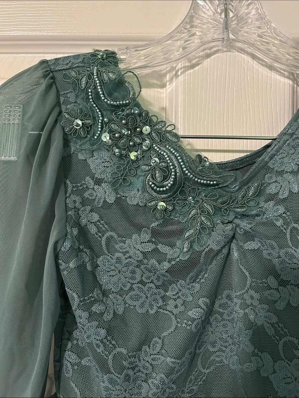 Weissman Sage Green Lace & Tulle Dance Dress
